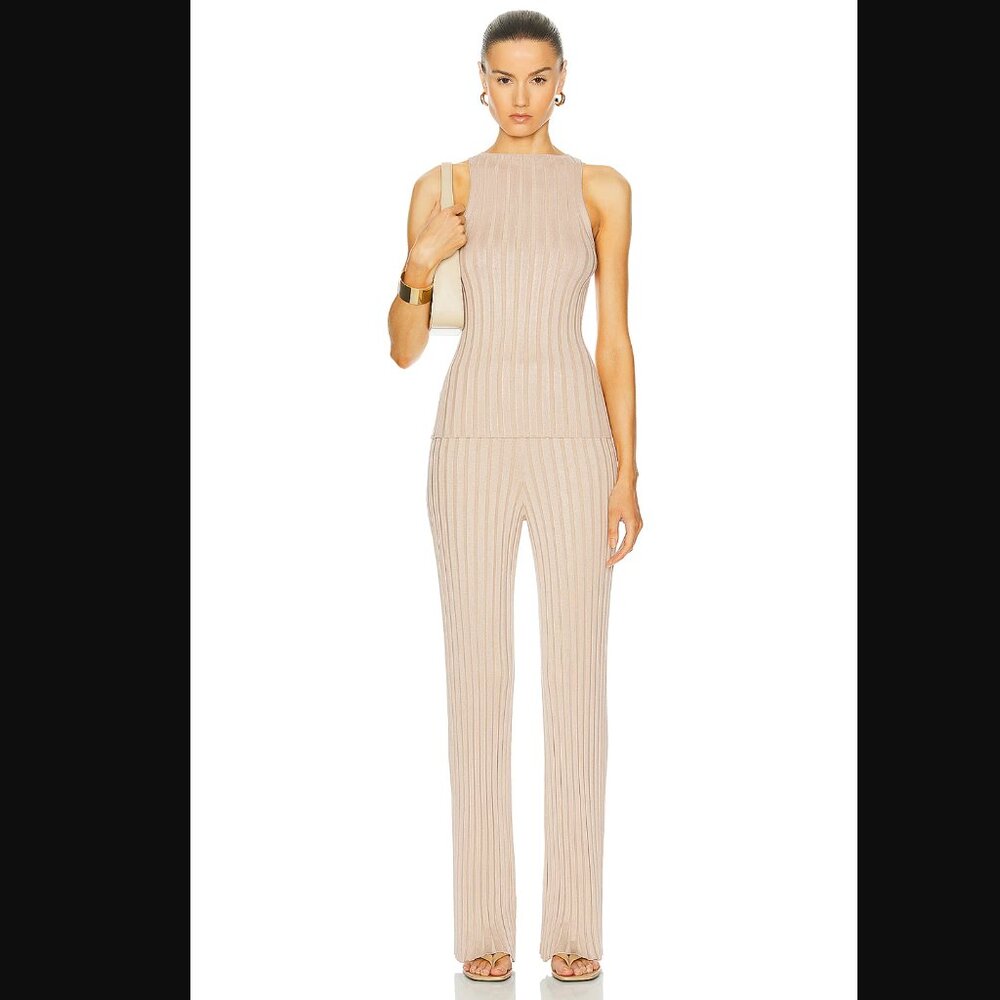 L'Academie by Marianna Sereph Rib Tank & Pants in Champagne | REVOLVE